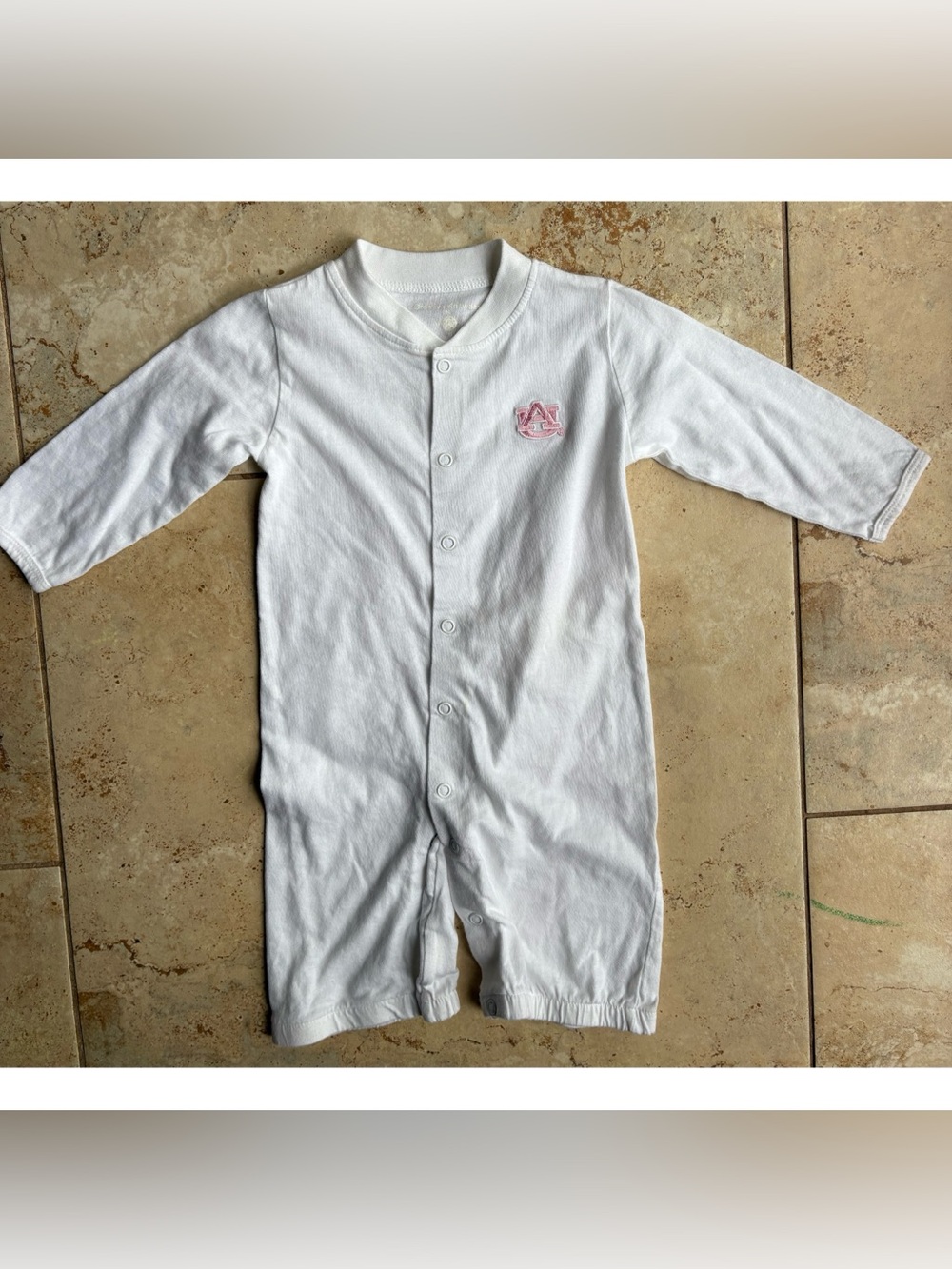 University of Auburn White Infant Romper with Pink Embroidery Size 3-6 Months